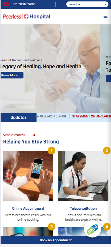 Peerless Hospital mobile preview